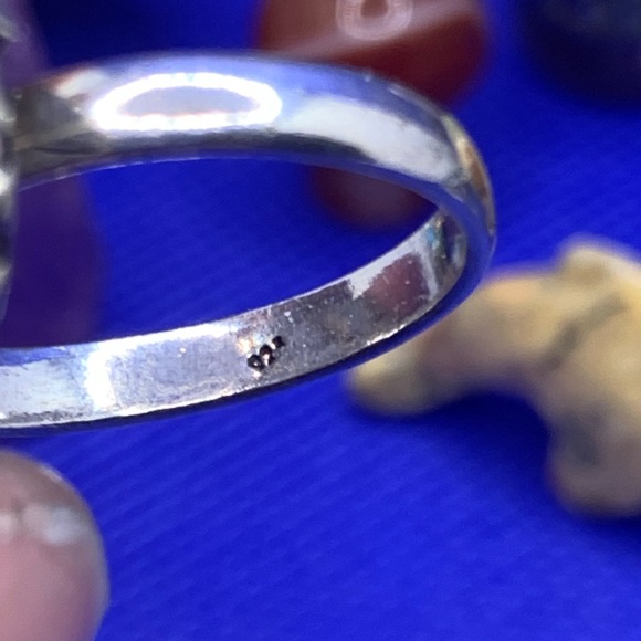 Comfort Curl Natural Blue Opal Adjustable Ring! .925 Sterling Silver Overlay - Picture 15 of 17